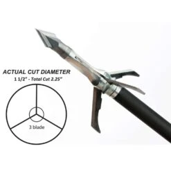 Grim Reaper Broadheads Crossbow RazorCut Broadhead 3 Blade Mechanical 1 1/2″ Cut 125 Grain 3 Pack 1883