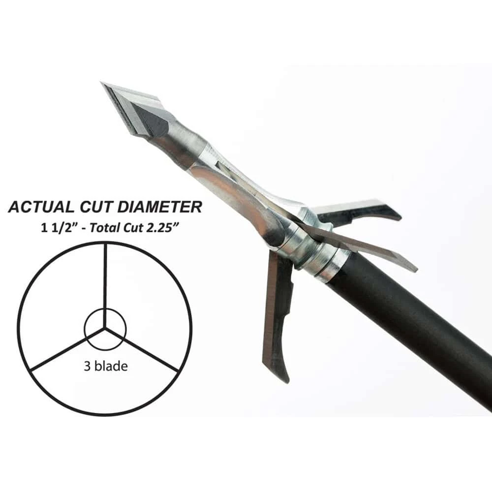 Grim Reaper Broadheads Crossbow RazorCut Broadhead 3 Blade Mechanical 1 1/2″ Cut 125 Grain 3 Pack 1883